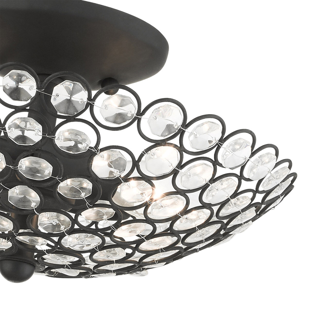 Cassandra 2 Light 11 inch Black Semi Flush Ceiling Light