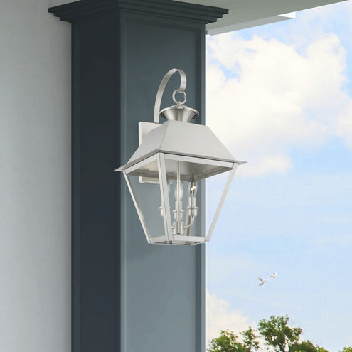 Wentworth 3 Light 22 inch Brushed Nickel Outdoor Wall Lantern, Large