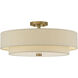Bellingham 5 Light 22 inch Antique Gold Leaf Semi Flush Mount Ceiling Light, Extra Large