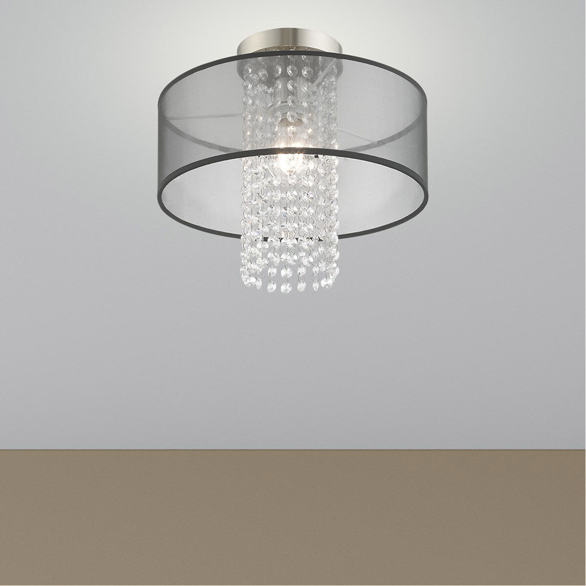 Bella Vista 1 Light 13 inch Brushed Nickel Semi-Flush Mount Ceiling Light