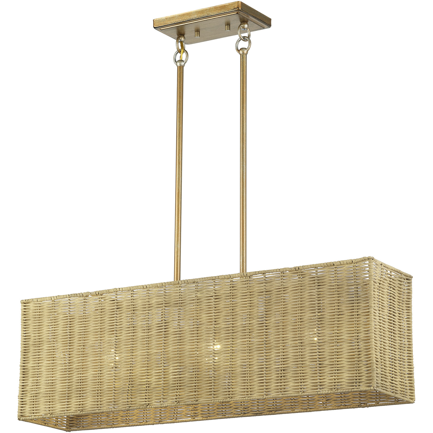 Weavington 3 Light 30 inch Antique Gold Leaf Linear Chandelier Ceiling Light, Medium