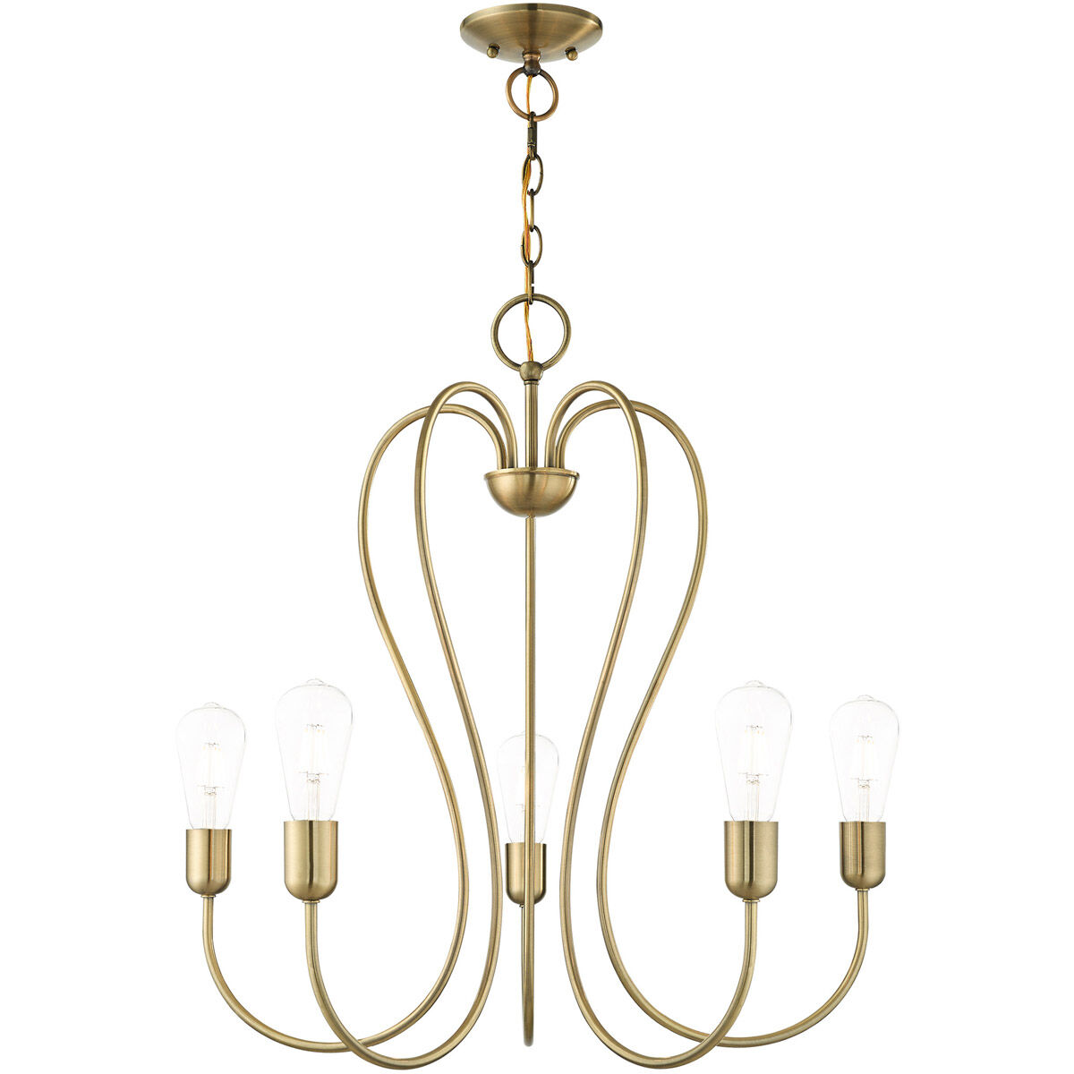 Lucerne 5 Light 24 inch Antique Brass Chandelier Ceiling Light