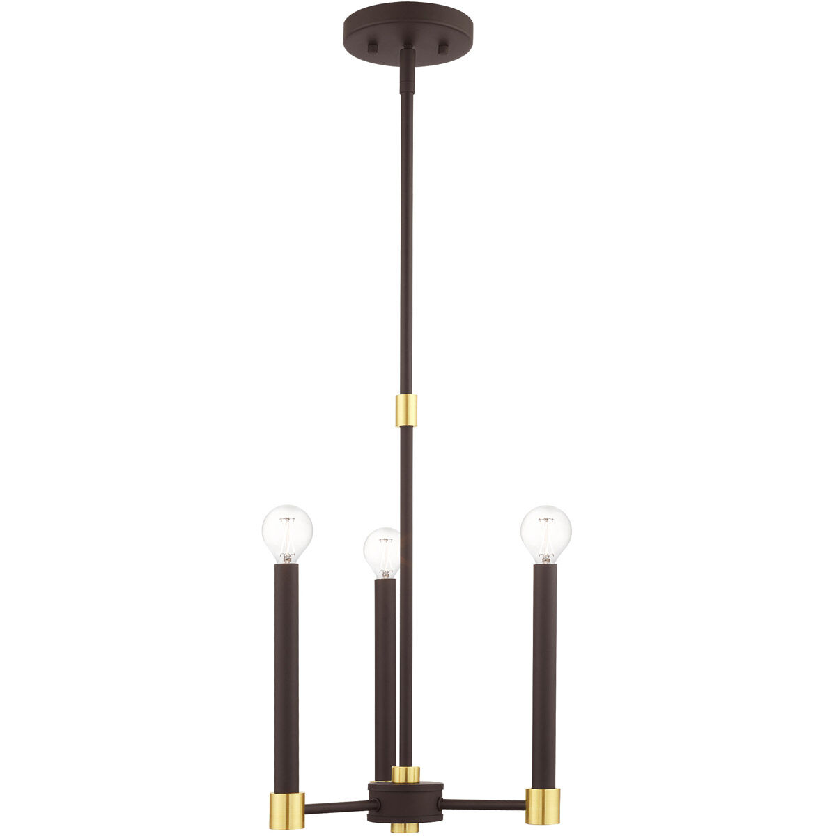 Karlstad 3 Light 12 inch Bronze with Satin Brass Accents Chandelier Ceiling Light