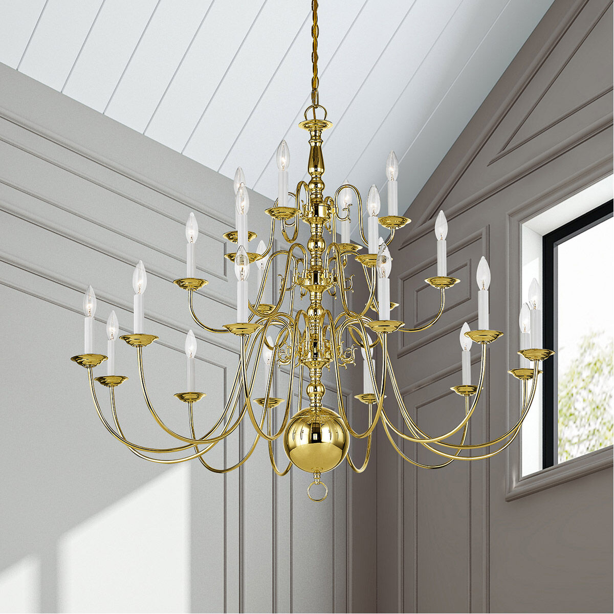 Williamsburgh 22 Light 42 inch Polished Brass Chandelier Ceiling Light