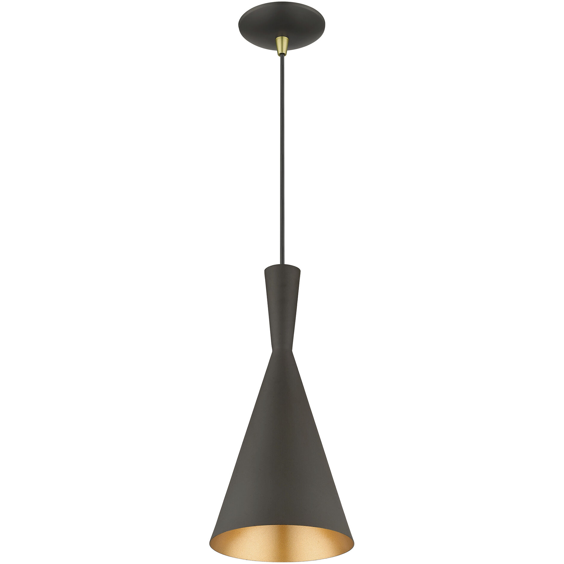 Waldorf 1 Light 7.25 inch Bronze with Antique Brass Finish Accents Pendant Ceiling Light in Bronze with Antique Brass Accent