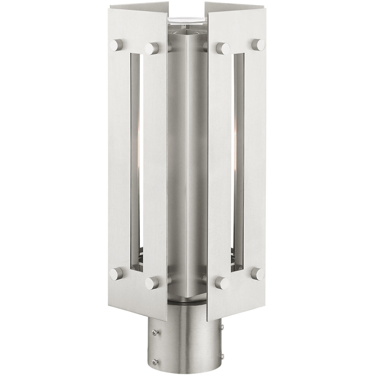 Utrecht 1 Light 16 inch Brushed Nickel Accents Outdoor Post Top Lantern