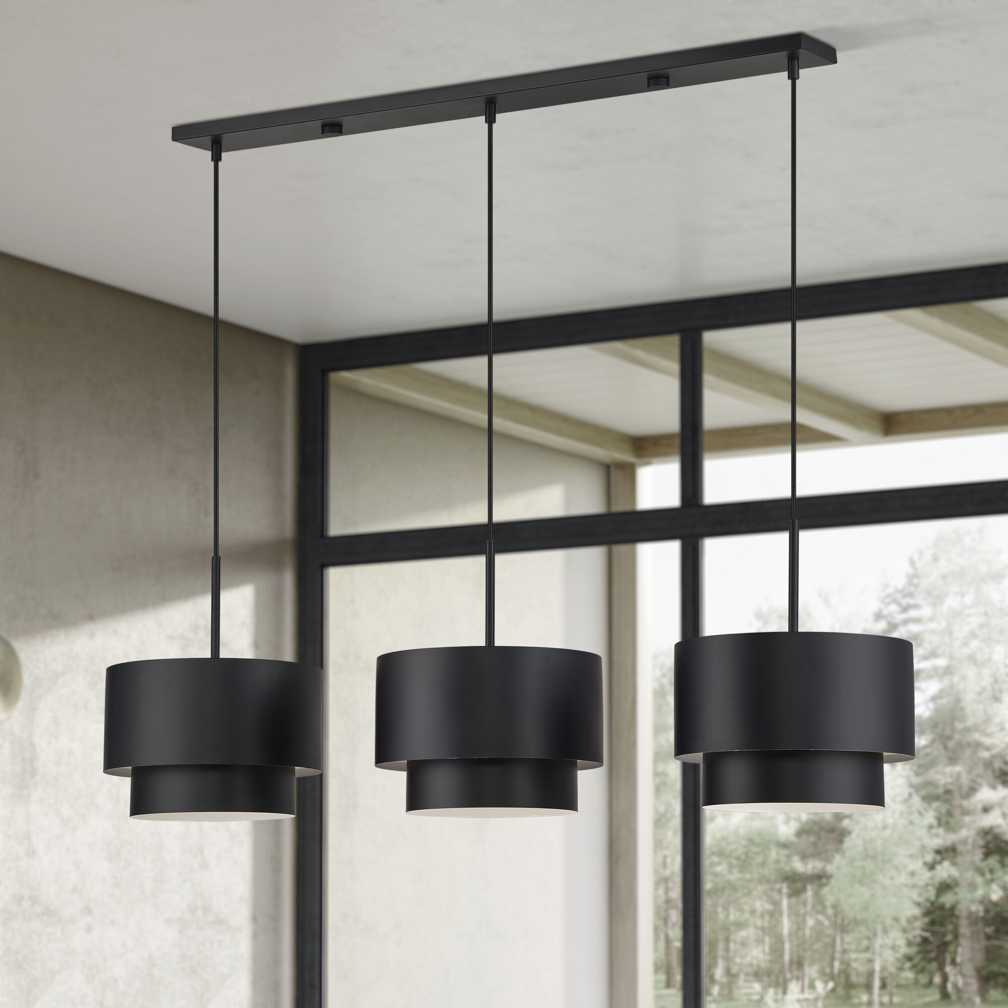 Zolana 3 Light 48 inch Black Linear Chandelier Ceiling Light, Extra Large