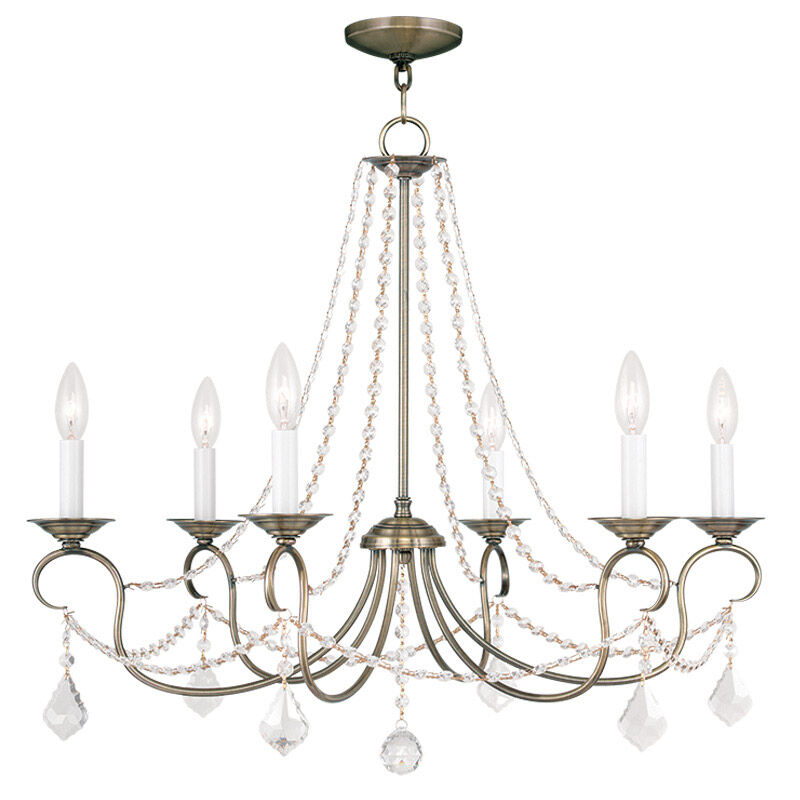 Pennington 6 Light 28 inch Antique Brass Chandelier Ceiling Light