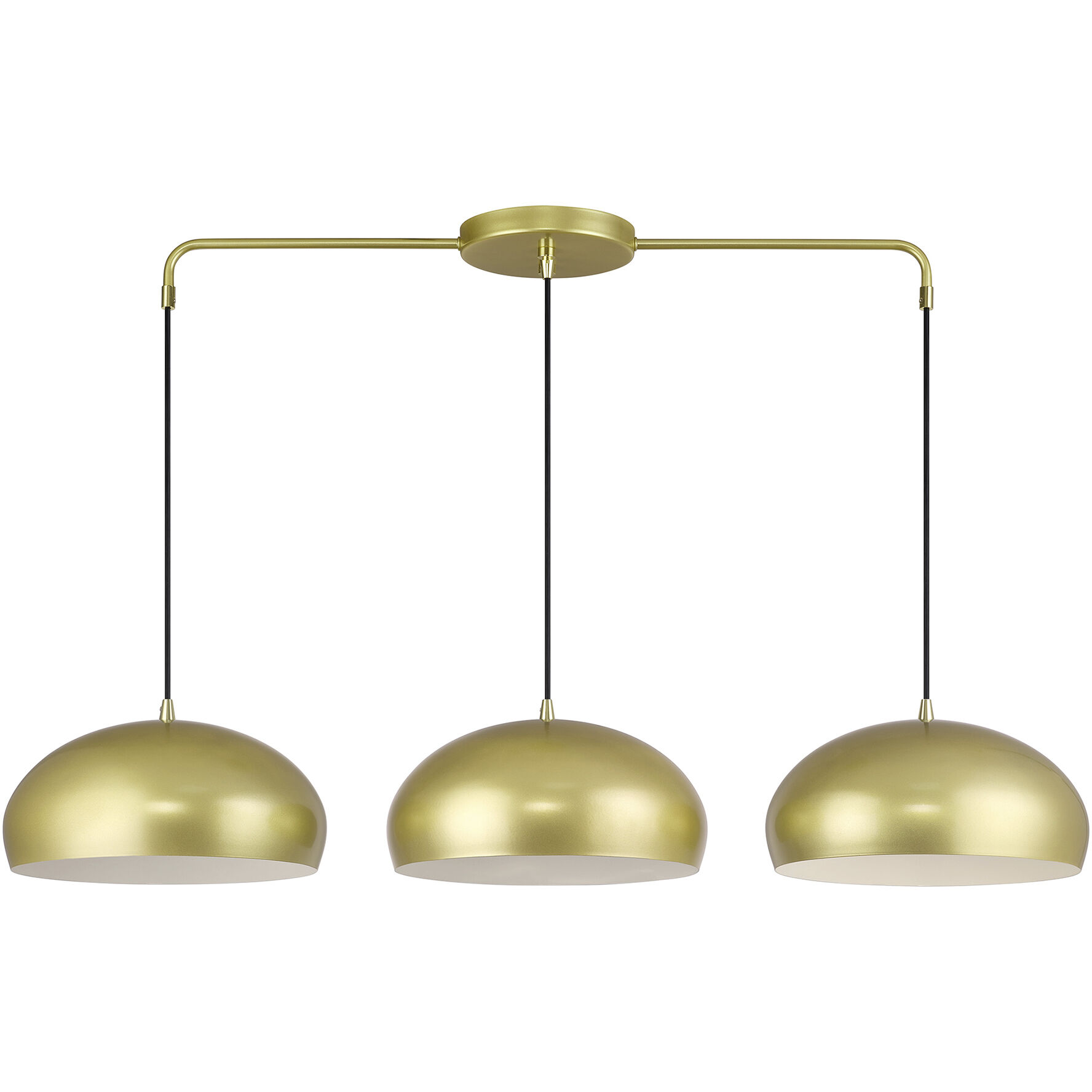 Domma 3 Light 48 inch Soft Gold with Polished Brass Accents Linear Chandelier Ceiling Light, Extra Large