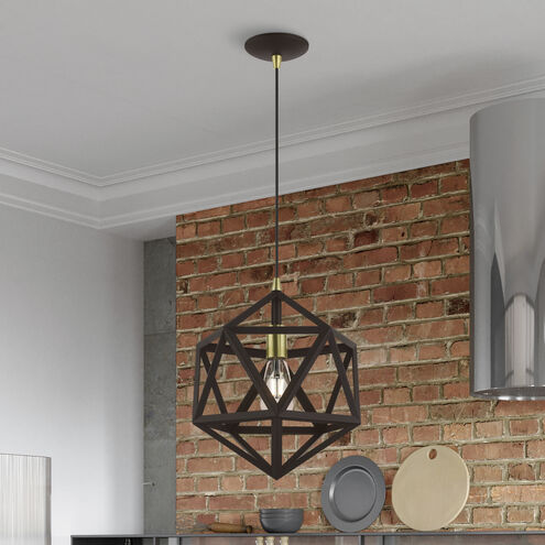 Ashland 1 Light 13 inch Bronze with Antique Brass Accents Pendant Ceiling Light