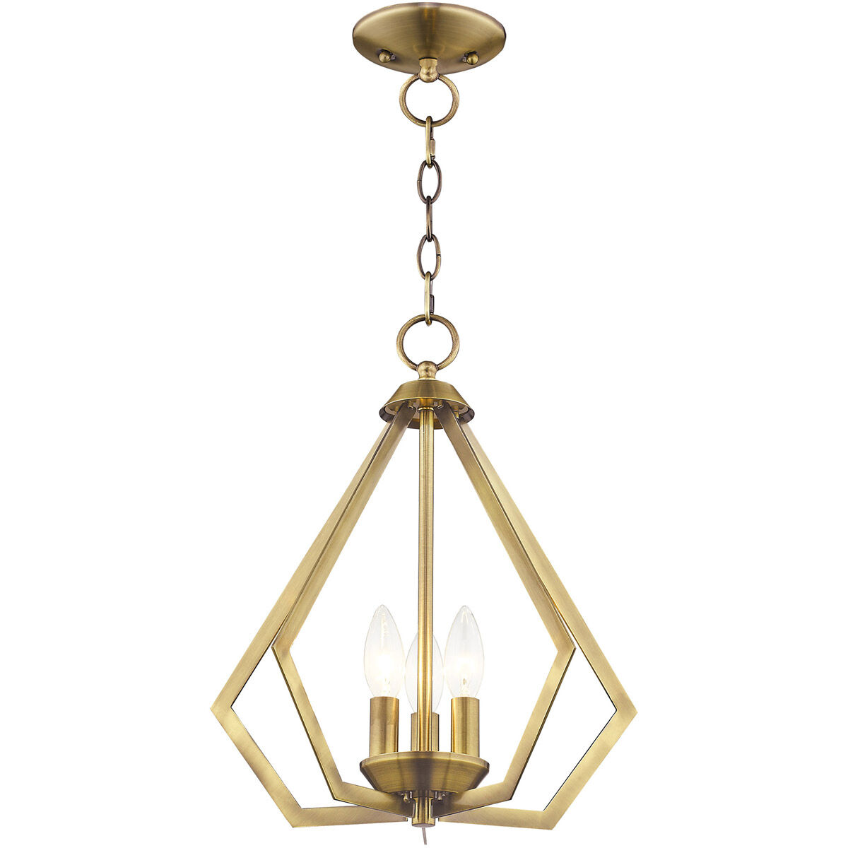 Prism 3 Light 14 inch Antique Brass Convertible Mini Chandelier/Ceiling Mount Ceiling Light