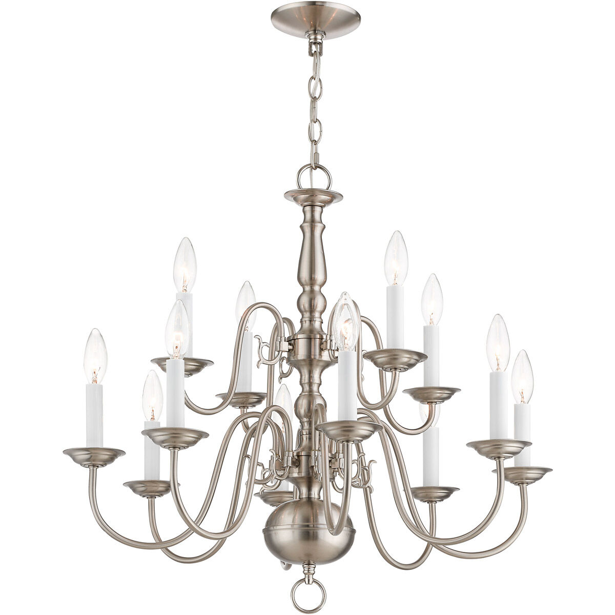 Williamsburgh 12 Light 26 inch Brushed Nickel Chandelier Ceiling Light