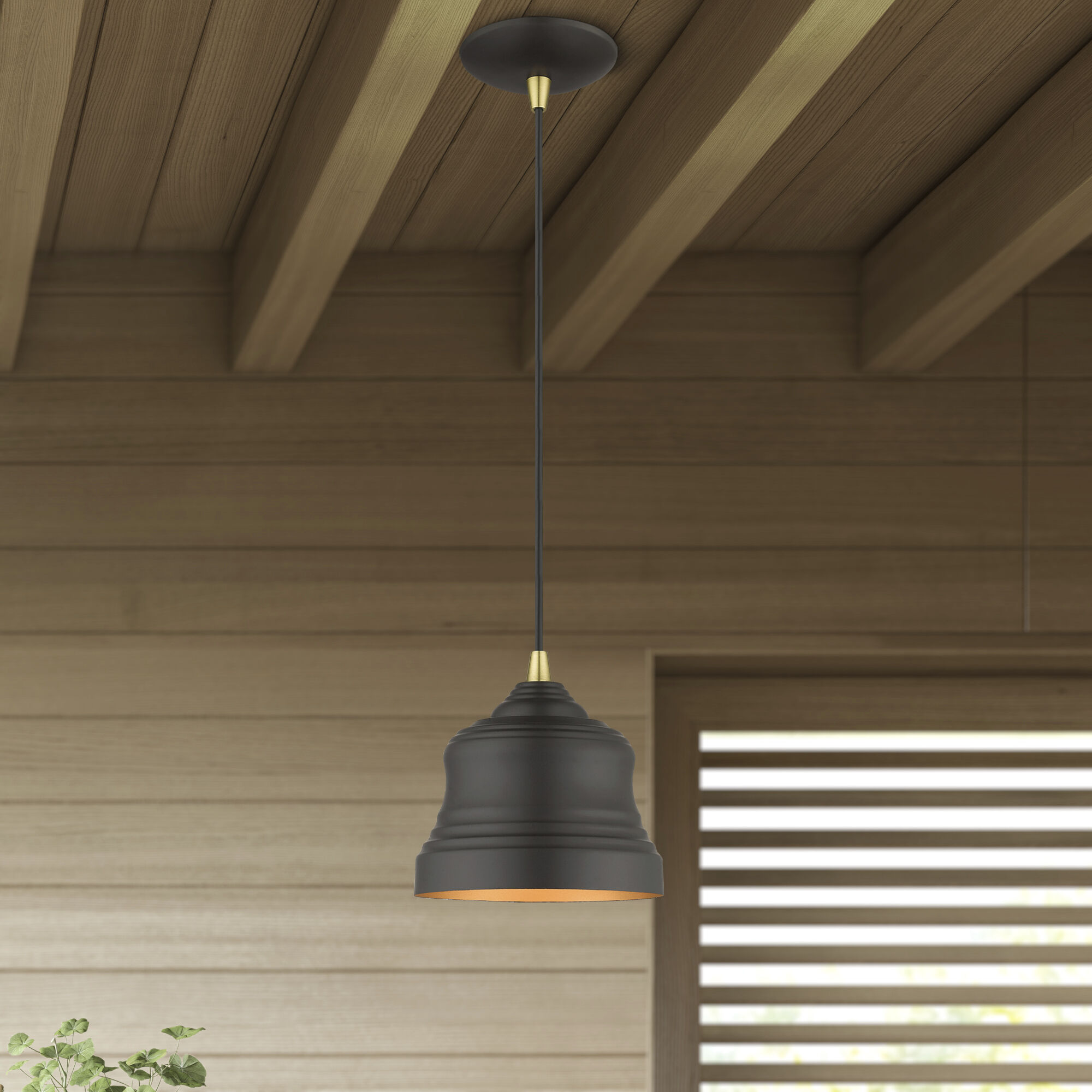 Endicott 1 Light 7 inch Bronze with Antique Brass Finish Accents Pendant Ceiling Light in Bronze with Antique Brass Accent