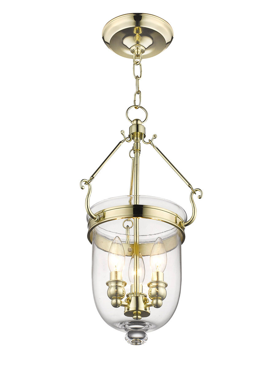 Jefferson 3 Light 10 inch Polished Brass Chain Lantern