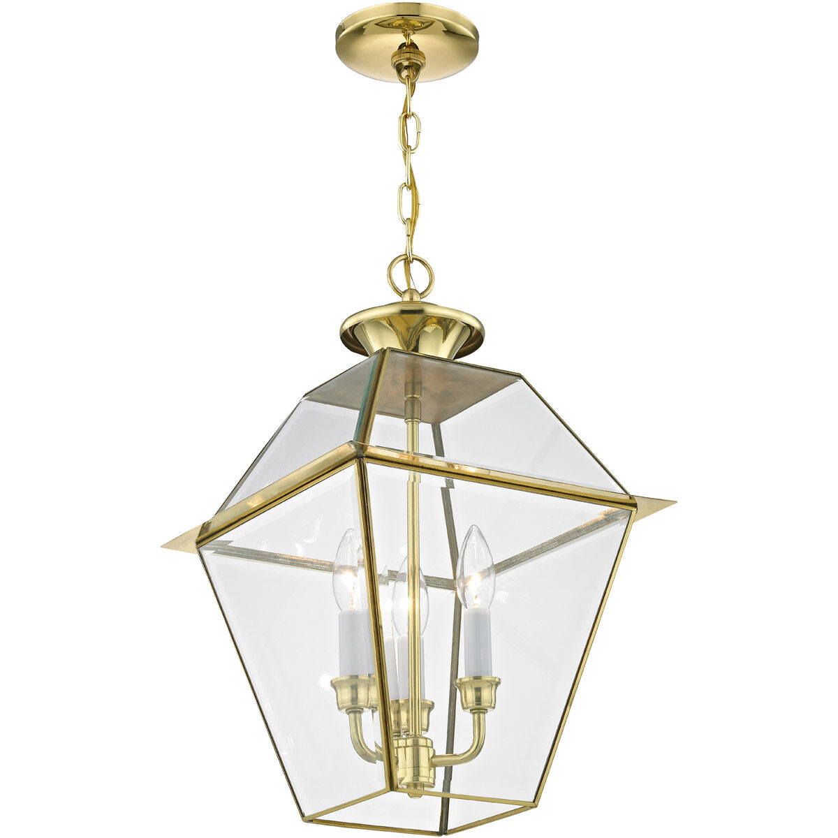 Westover 3 Light 12 inch Polished Brass Outdoor Pendant Lantern