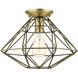 Geometric 1 Light 14 inch Antique Brass Flush Mount Ceiling Light