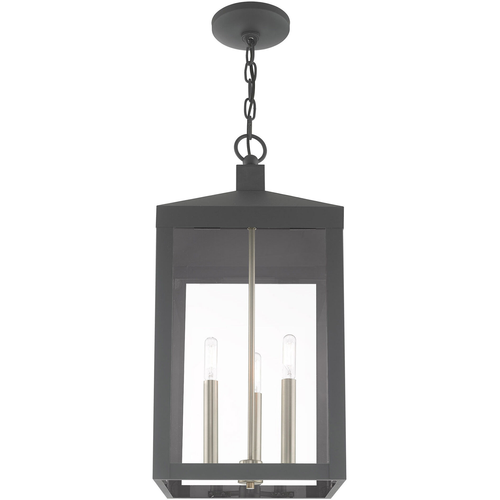 Nyack 3 Light 11 inch Scandinavian Gray Outdoor Pendant Lantern