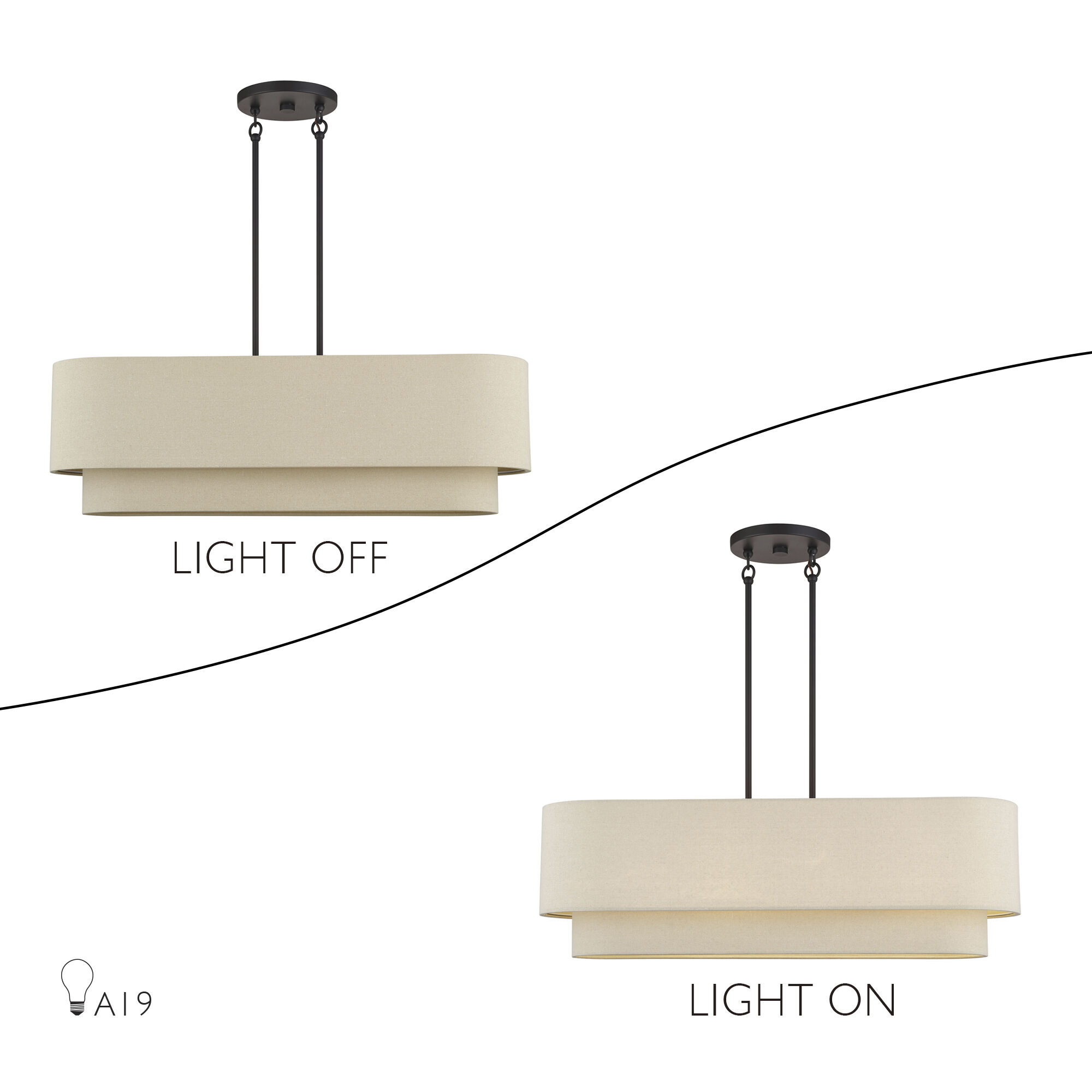 Bellingham 4 Light 36 inch Bronze Linear Chandelier Ceiling Light, Large