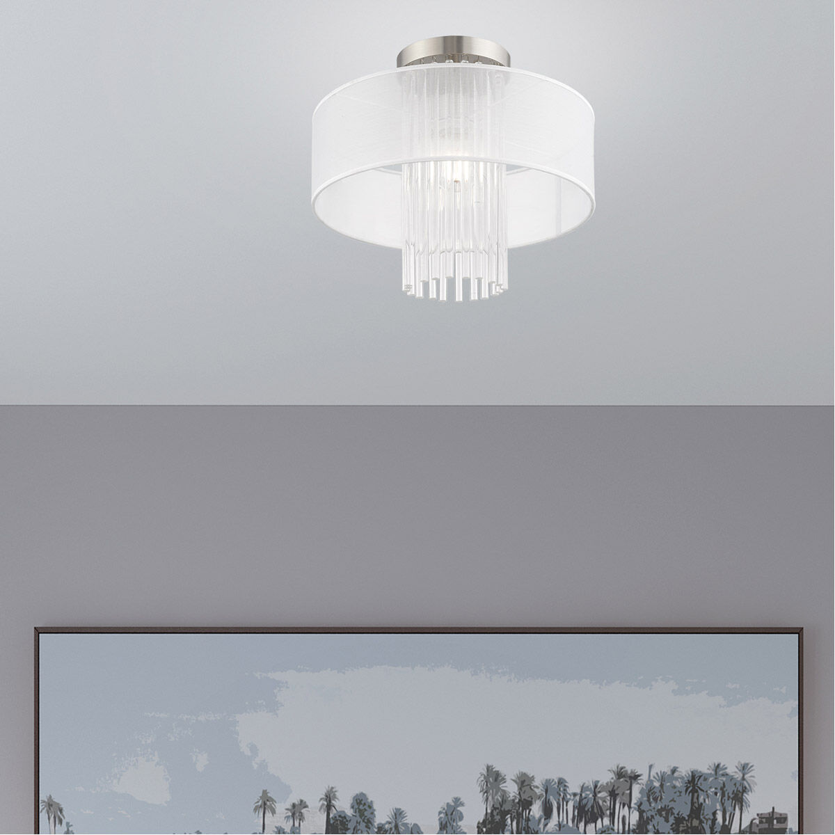 Alexis 1 Light 15 inch Brushed Nickel Semi-Flush Mount Ceiling Light