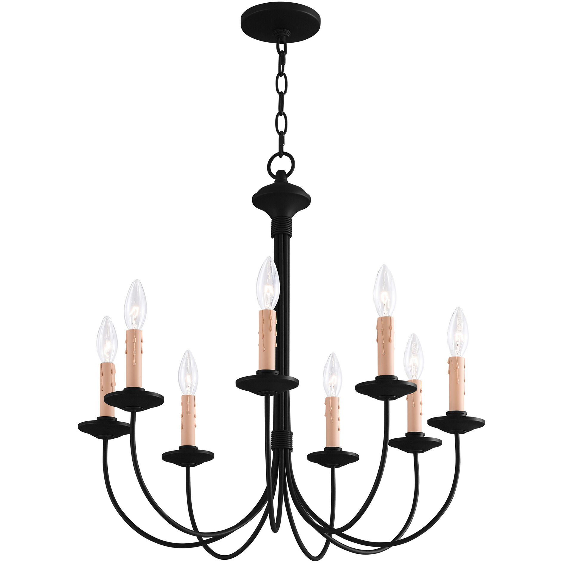 Heritage 8 Light 24 inch Black Chandelier Ceiling Light