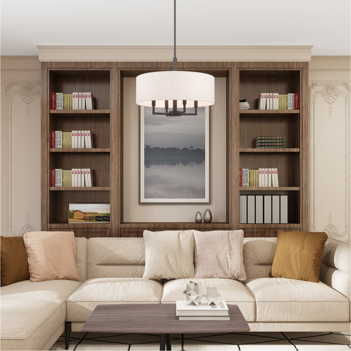 Meridian 4 Light 18 inch English Bronze Pendant Chandelier Ceiling Light