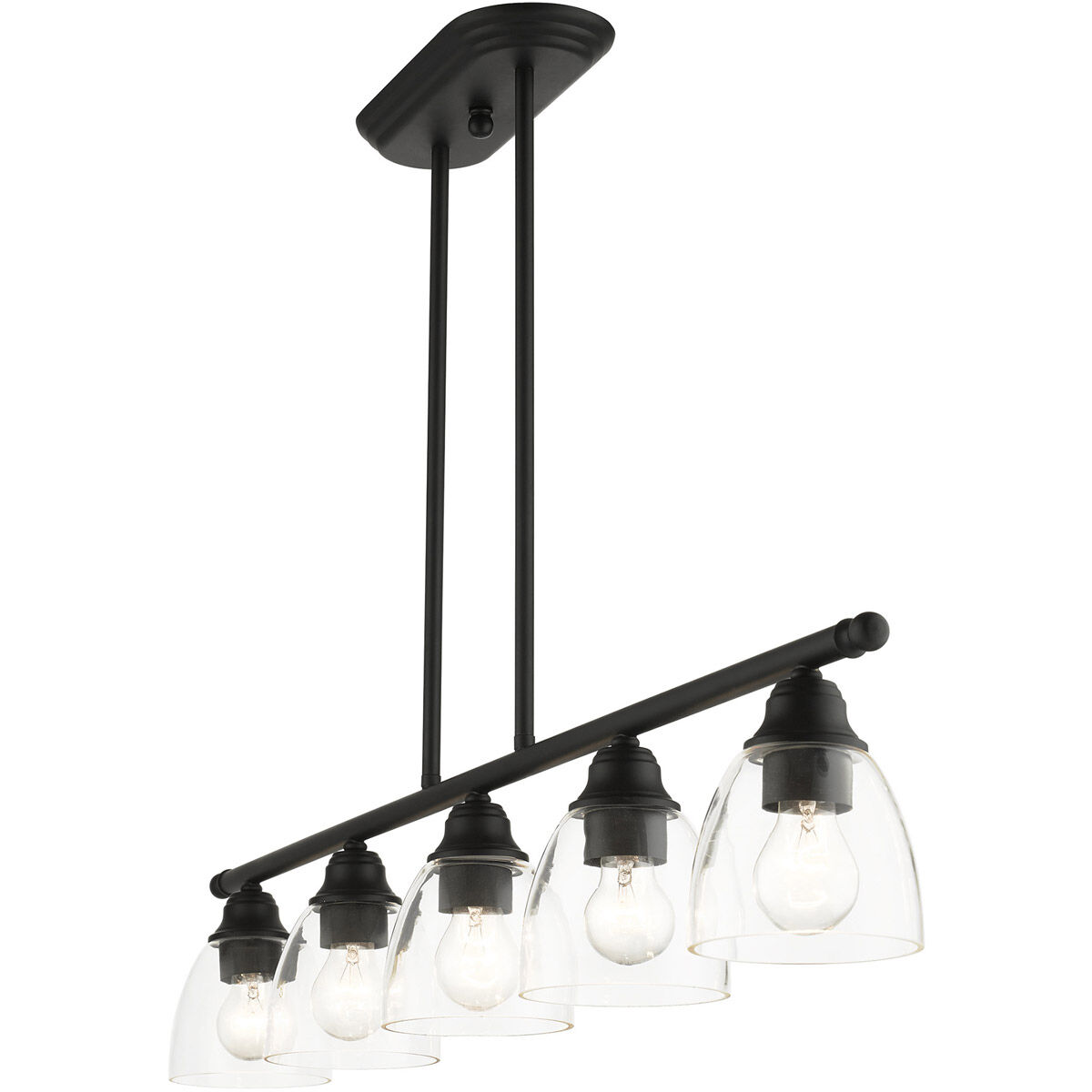 Montgomery 5 Light 45 inch Black Linear Chandelier Ceiling Light