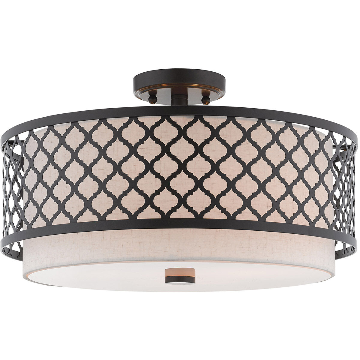 Arabesque 3 Light 18 inch English Bronze Semi-Flush Mount Ceiling Light