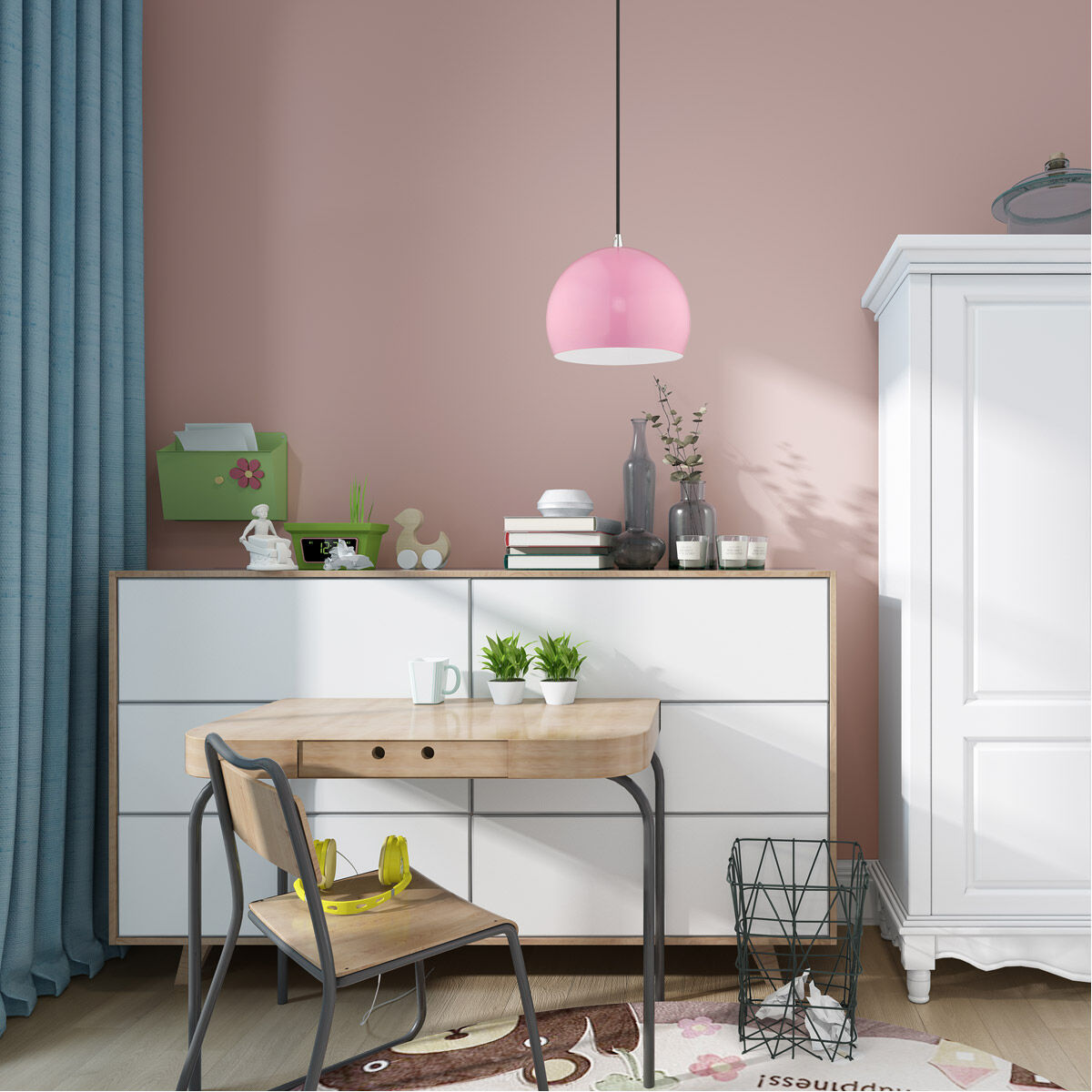 Allison 1 Light 10 inch Shiny Pink Mini Pendant Ceiling Light