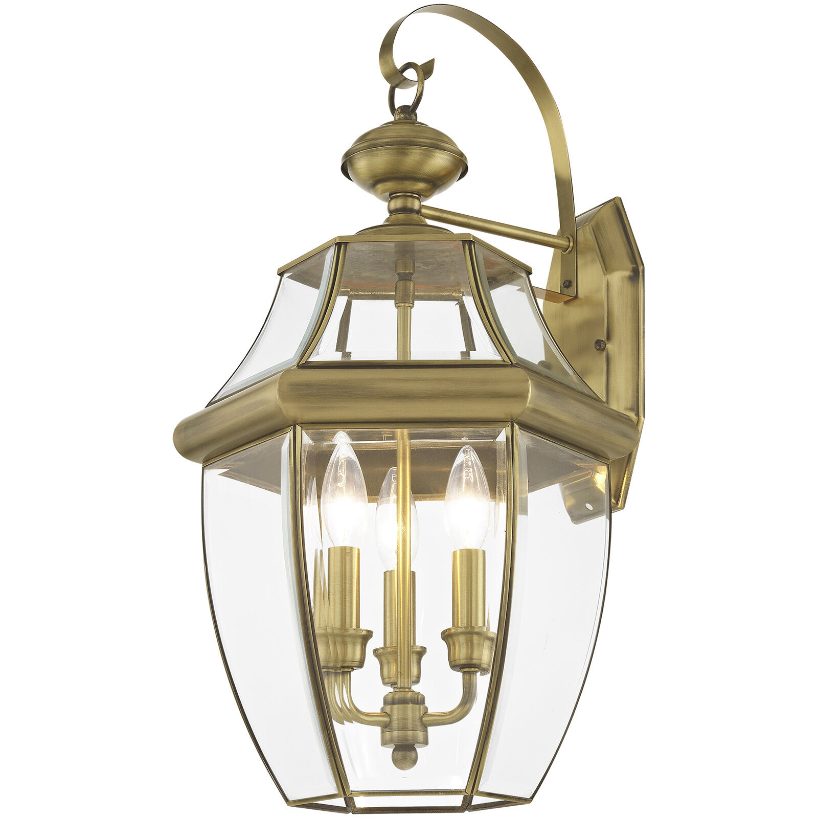 Monterey 3 Light 23 inch Antique Brass Outdoor Wall Lantern 