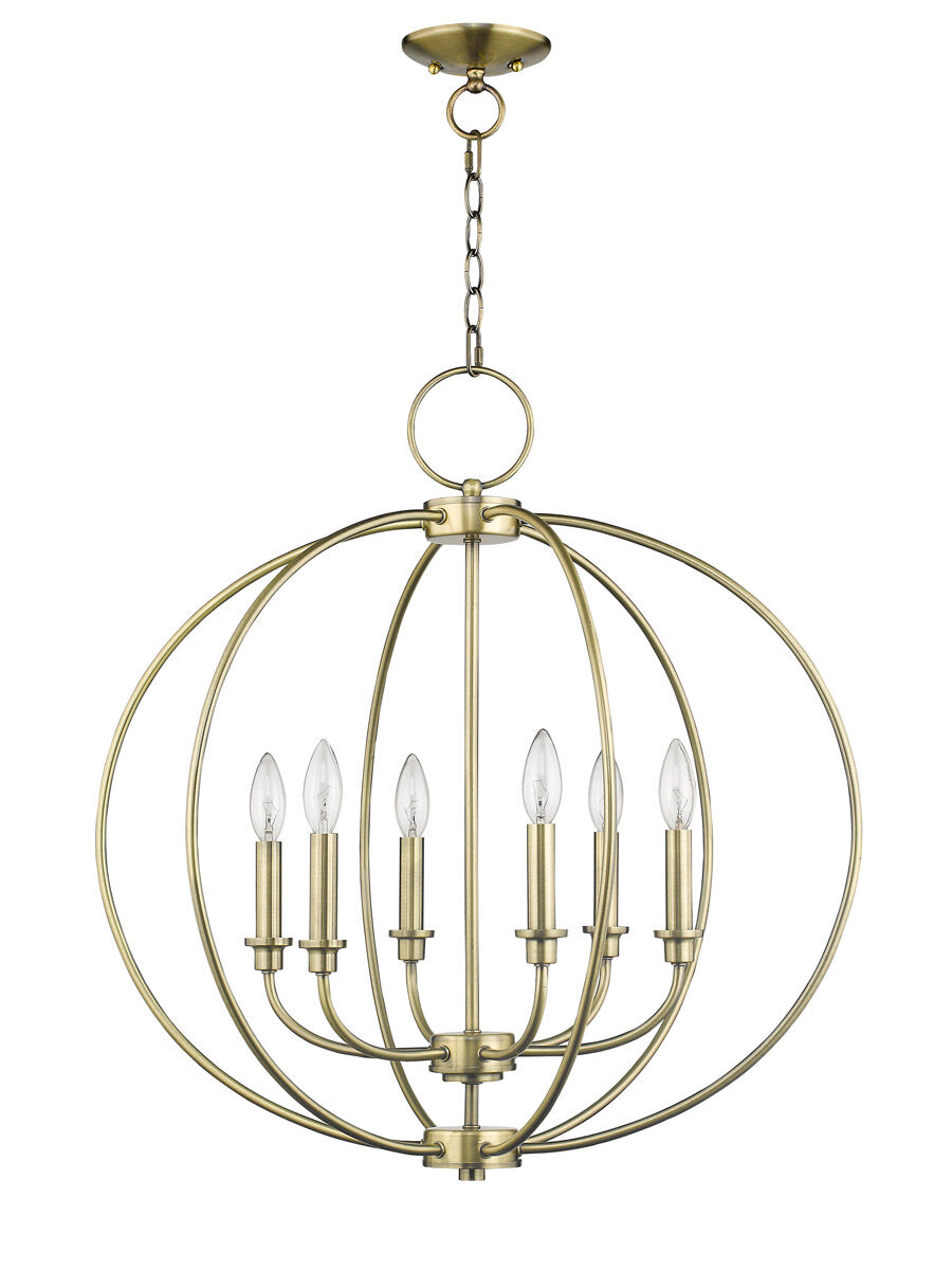 Milania 6 Light 25 inch Antique Brass Chandelier Ceiling Light