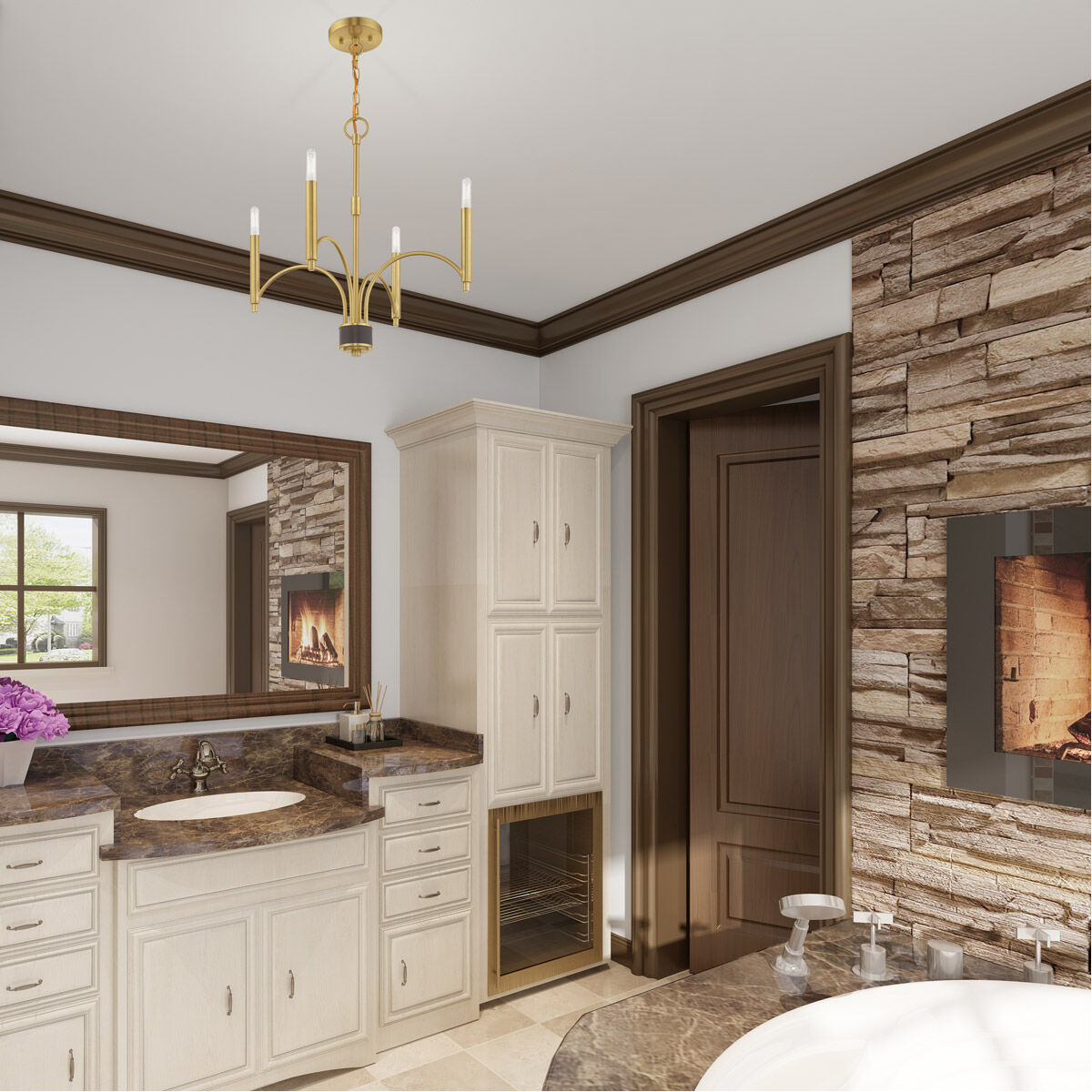 Wisteria 4 Light 19.75 inch Satin Brass Mini Chandelier Ceiling Light