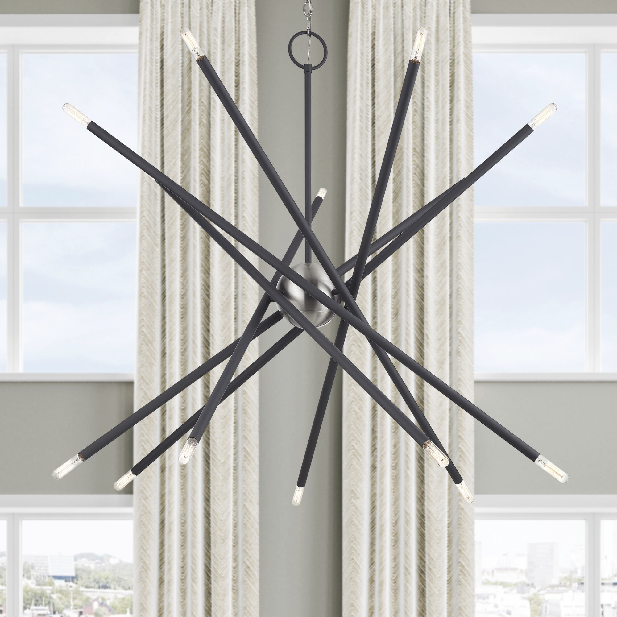 Soho 14 Light 40 inch Scandinavian Gray with Brushed Nickel Accents Foyer Chandelier Ceiling Light