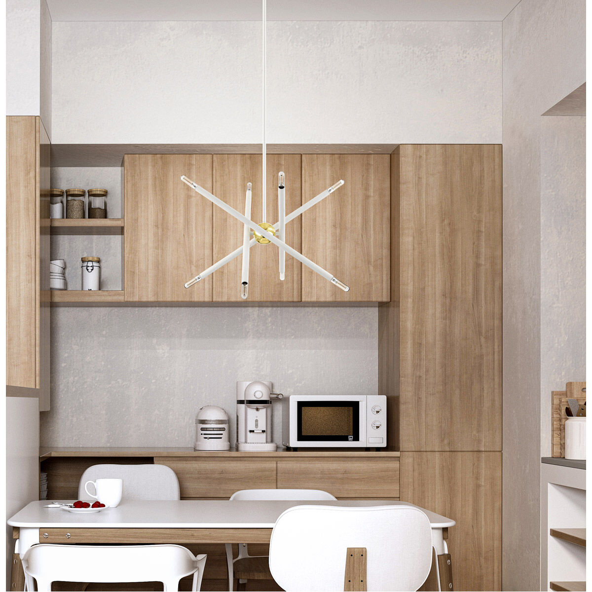 Soho 8 Light 20 inch White with Polished Brass Accents Chandelier Ceiling Light