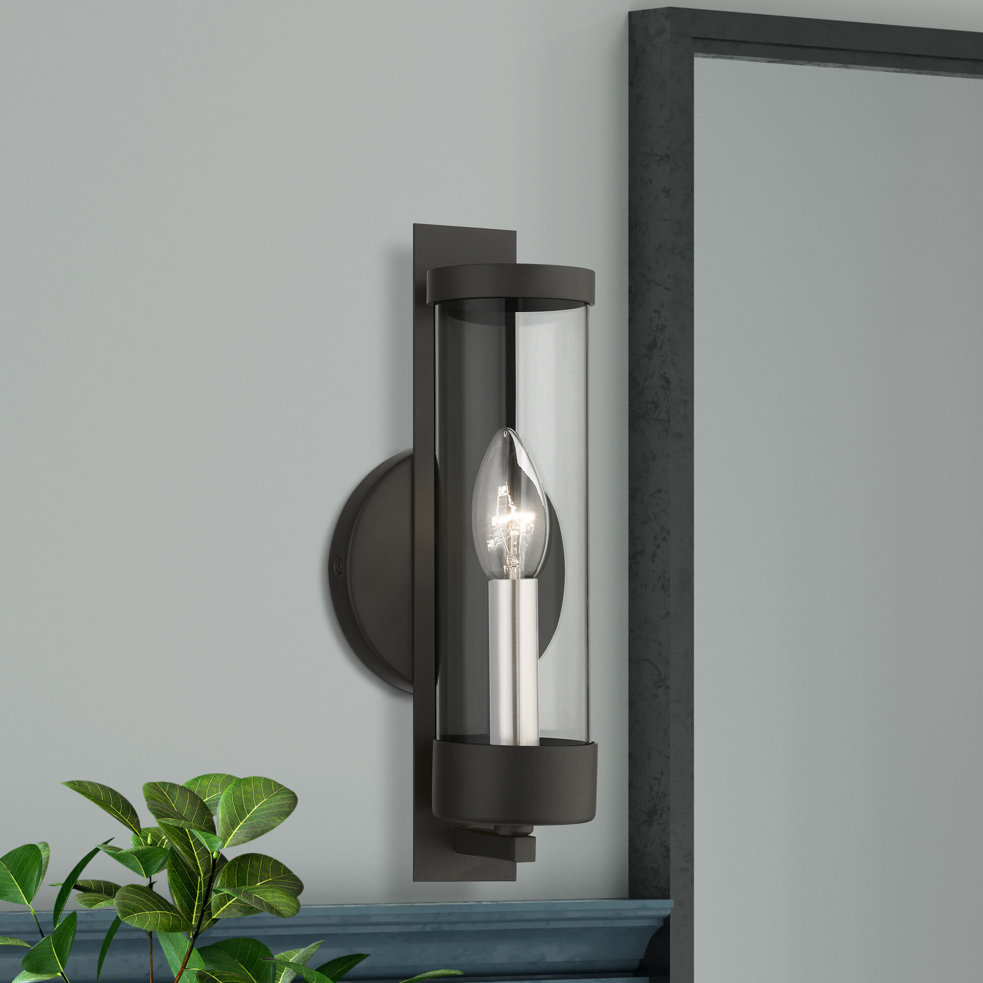 Castleton 1 Light 5 inch Black with Brushed Nickel Candle Single Sconce Wall Light, Single
