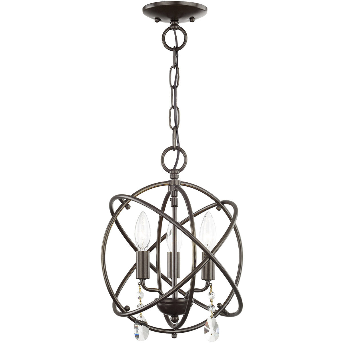 Aria 3 Light 12 inch English Bronze Convertible Mini Chandelier/Ceiling Mount Ceiling Light