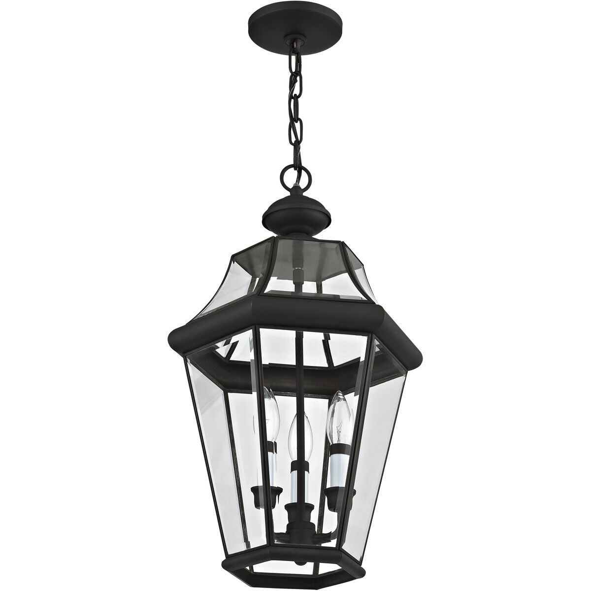 Georgetown 3 Light 13 inch Black Outdoor Pendant Lantern