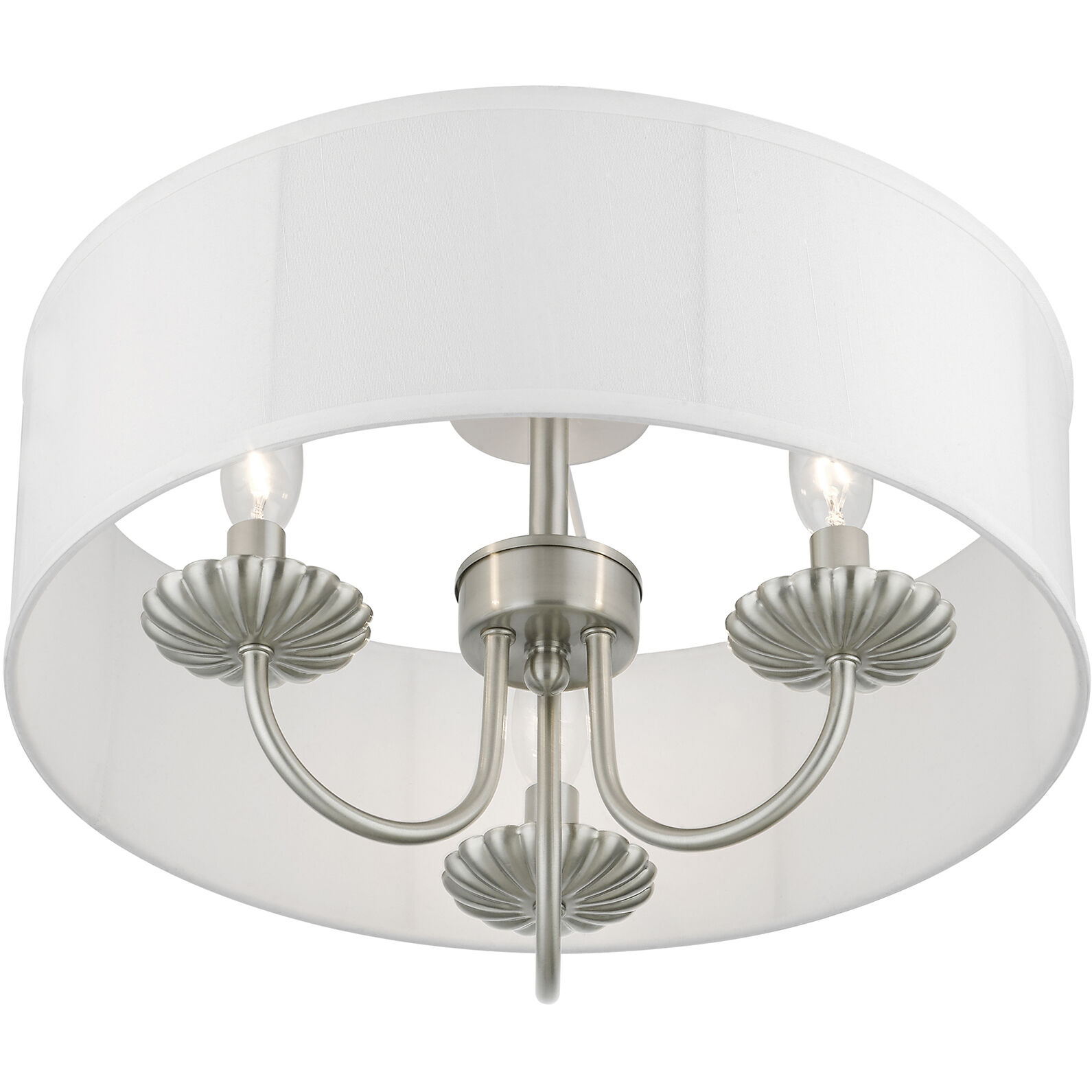 Brookdale 3 Light 16 inch Brushed Nickel Semi-Flush Mount Ceiling Light