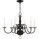 Williamsburg 6 Light 24 inch Black with Antique Brass Accents Chandelier Ceiling Light