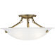 Oasis 3 Light 16 inch Antique Brass Semi-Flush Mount Ceiling Light
