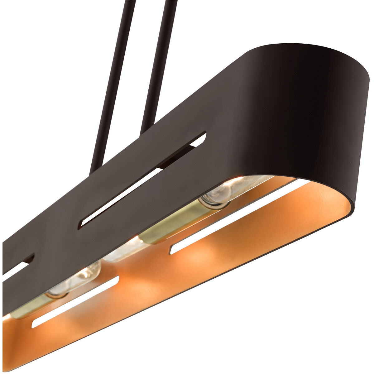 Ravena 4 Light 36 inch Bronze with Antique Brass Accents Linear Chandelier Ceiling Light