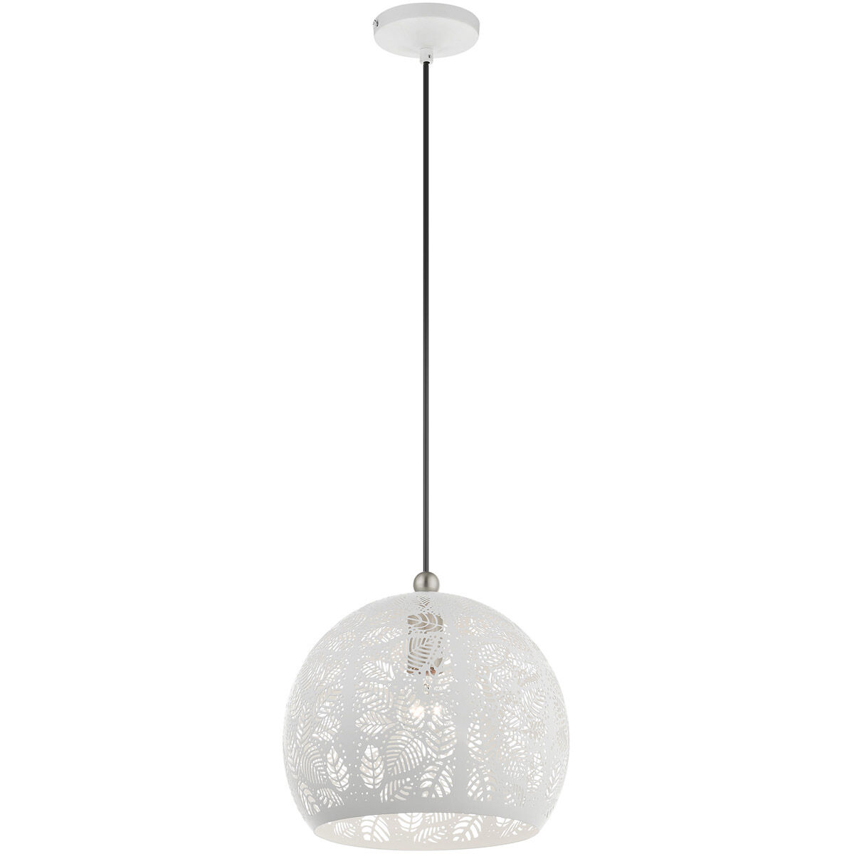 Chantily 1 Light 12 inch White with Brushed Nickel Accents Pendant Ceiling Light