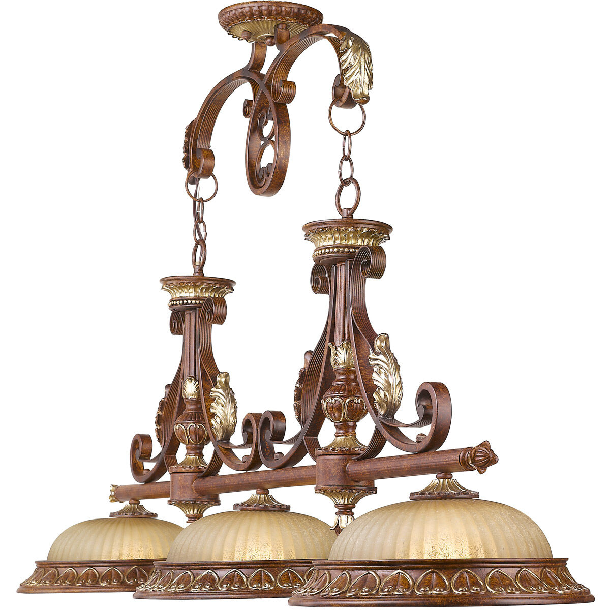 Villa Verona 3 Light 52 inch Verona Bronze with Aged Gold Leaf Accents Island Ceiling Light