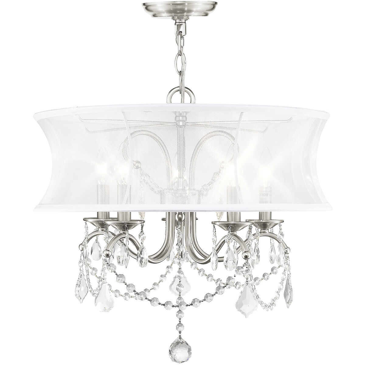 Newcastle 5 Light 20 inch Brushed Nickel Chandelier Ceiling Light