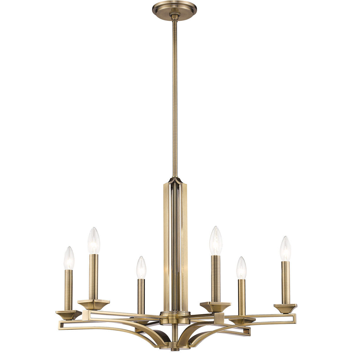 Trumbull 6 Light 26 inch Antique Brass Chandelier Ceiling Light