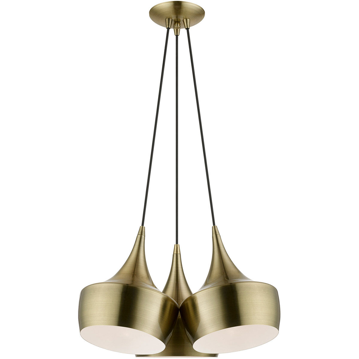 Waldorf 3 Light 21 inch Antique Brass Cluster Pendant Ceiling Light