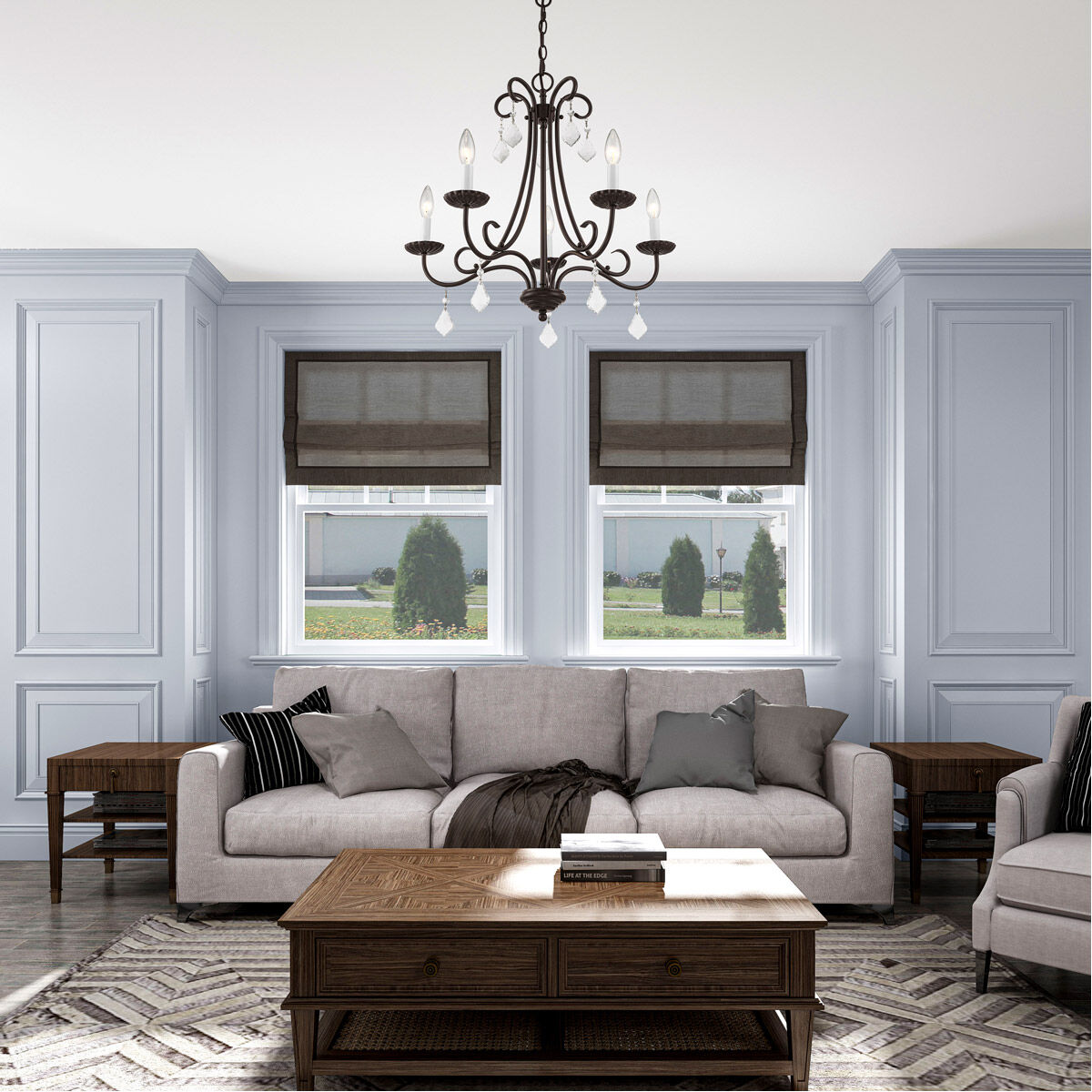 Daphne 5 Light 24.75 inch English Bronze Chandelier Ceiling Light