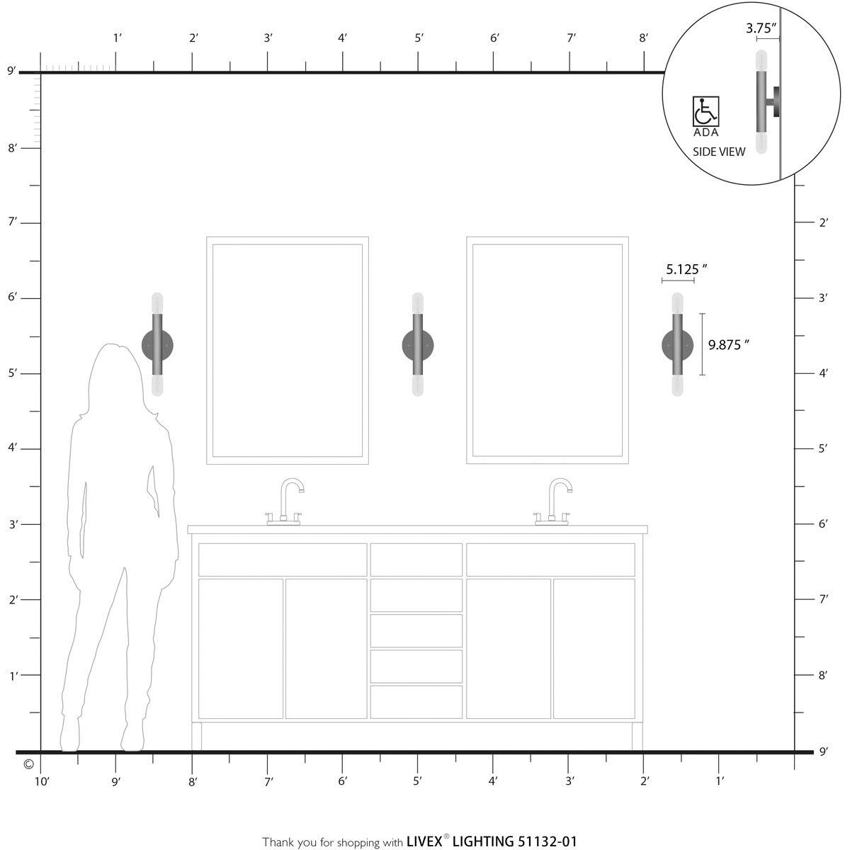 Copenhagen 2 Light 5 inch Antique Brass ADA ADA Wall Sconce Wall Light