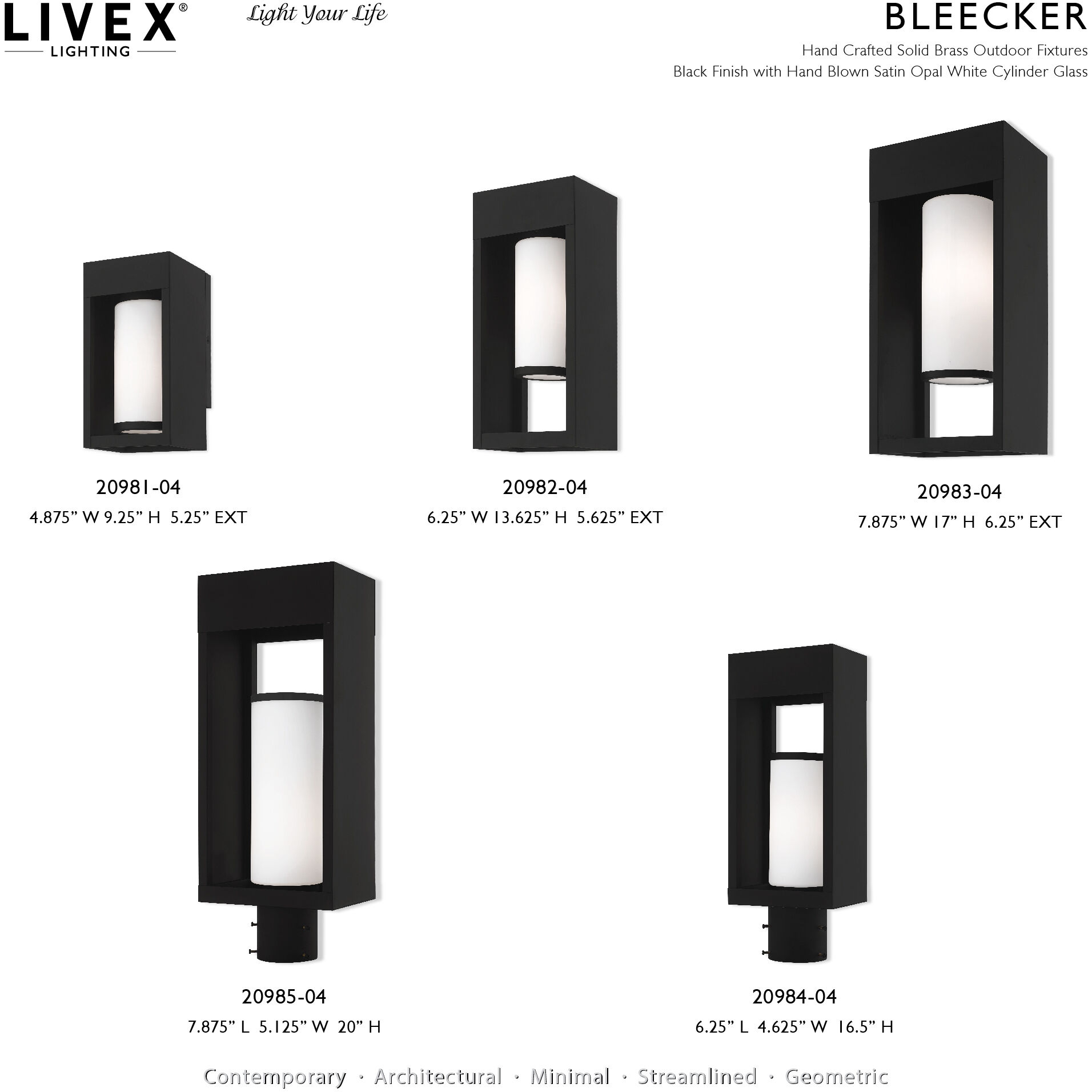 Bleecker 1 Light 17 inch Black Outdoor Post Top Lantern