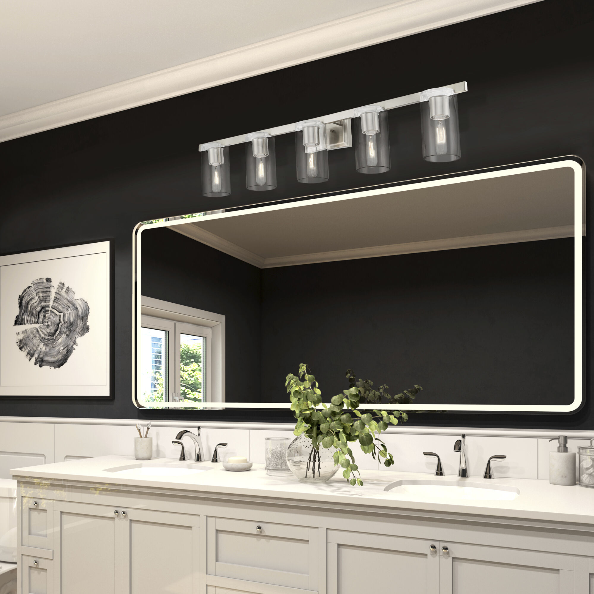 Clarion 5 Light 42 inch Brushed Nickel Vanity Sconce Wall Light