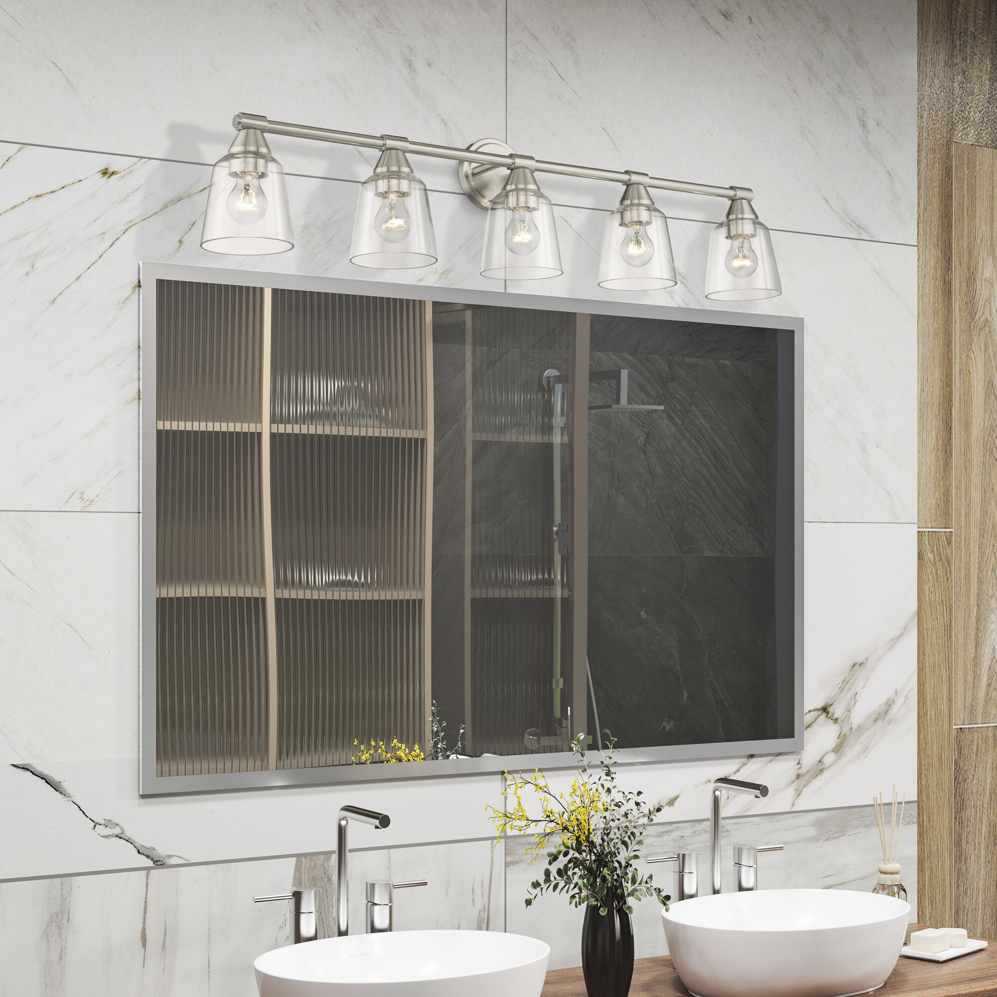 Catania 5 Light 42 inch Brushed Nickel Vanity Wall Sconce Wall Light, Large